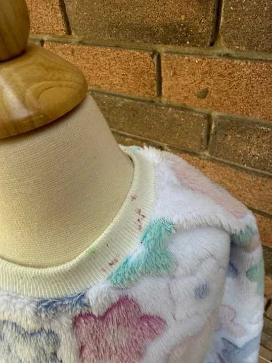 Kids Floral Plush Sweatshirt - Pastel Multicolor Size 4 - Picture 4 of 5